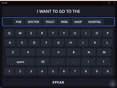 Animation: scanning the keyboard rows and columns to spell a word
